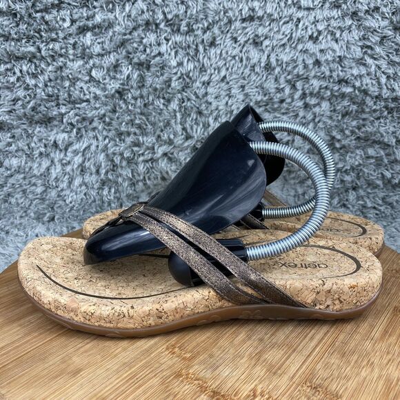 Aetrex Taylor Sandals Bronze Metallic Cork Thong Flip Flop Women's 8.5 - Picture 3 of 8